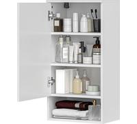 HOMCOM Armoire murale avec portes, armoire de salle de bain, armoire de cuisine avec étagères réglables, compartiment ouvert, montage mural blanc 40 x 27 x 77 cm
