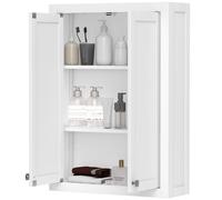 HOMCOM Armoire murale de salle de bain 3 niveaux, meuble de rangement suspendu 2 portes étagère réglable 61 x 20 x 84 cm blanc