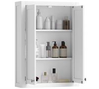 HOMCOM Armoire Murale de Salle de Bain 3 Niveaux, Meuble de Rangement Suspendu pour Salle de Bains avec 2 Portes et étagère réglable, Meuble WC Suspendu, 61 x 20 x 84 cm, Blanc