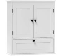 HOMCOM Armoire murale de salle de bain avec étagère réglable et portes encastrées, au-dessus des toilettes, 55 x 22 x 62 cm, blanc