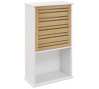 HOMCOM Armoire Murale de Salle de Bain avec Porte à Lattes en Bambou, Meuble de Rangement, étagère réglable, 40l x 20P x 70H cm, Blanc