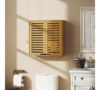 HOMCOM Armoire murale de salle de bain, meuble de rangement avec étagère réglable, en bambou 60 x 20 x 60 cm effet bois naturel