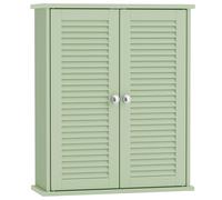HOMCOM Armoire murale de salle de bain, meuble de rangement suspendu avec 2 portes persiennes et étagère réglable, vert