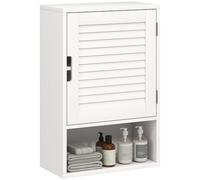 HOMCOM Armoire Murale de Salle de Bain, Meuble de Rangement Suspendu pour Salle de Bains avec Porte à Fermeture Douce, étagère réglable et Compartiment Ouvert, Meuble WC Suspendu, 40x20x60cm, Blanc