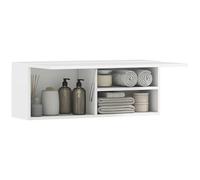 HOMCOM Armoire Murale de Salle de Bain, Meuble de Rangement Suspendu pour Salle de Bains avec Porte battante à charnières et Trois Compartiments, Meuble WC Suspendu, 80 x 25 x 30 cm, Blanc