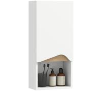 HOMCOM Armoire Murale de Salle de Bain, Meuble de Rangement Suspendu pour Salle de Bains avec Porte à Fermeture Douce, étagère réglable et Compartiment Ouvert, Meuble WC Suspendu, 30x17x67cm, Blanc