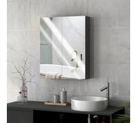 HOMCOM Armoire Murale Salle de Bain 2 Portes avec Miroir et 2 Étagères Intérieures en MDF, 60x15x75 cm, Noir