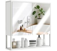 HOMCOM Armoire Murale Salle de Bain avec Miroir 60 x 16 x 60 cm Blanc