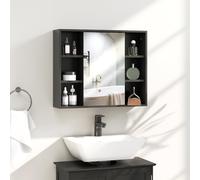 HomCom Armoire murale miroir avec rangement, placard à portes, 6 compartiments, Noir