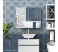 HomCom Armoire murale salle de bain 70 x 60 cm – miroir – étagère réglable – blanc