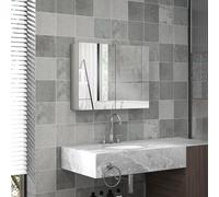 HOMCOM Armoire Murale Salle de Bain avec Miroir 80 x 15 x 60 cm Gris