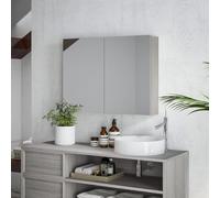 HOMCOM Armoire Murale Salle de Bain avec Miroir, 80 x 15 x 60 cm, Meuble Salle de Bain, Armoire de Toilette avec Double Portes et étagères réglables, Gris