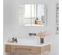 HOMCOM Armoire Murale Salle de Bain avec Miroir, 80 x 15 x 60 cm, Meuble Salle de Bain, Armoire de Toilette avec Double Portes et étagères réglables, Blanc