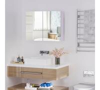 HOMCOM Miroir de Salle de Bain Armoire Murale Double Portes et étagères dim. 80L x 15l x 60H cm MDF Blanc