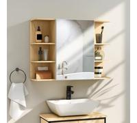 HOMCOM Armoire Murale Salle de Bain avec Miroir Rangement 80 x 20 x 59 cm