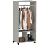 HOMCOM Armoire Penderie 4 roulettes Pivotantes 60L x 40l x 128H cm Gris