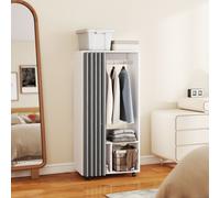 HOMCOM Armoire penderie armoire de rangement mobile avec rideau, tringle de suspension, 60 x 40 x 128 cm, blanc