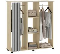 HOMCOM - Armoire penderie - Bois - 120x40x128cm - bois naturel