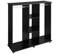 HOMCOM Armoire penderie Meuble de Rangement Mobile 6 roulettes 120L x 40l x 128H cm en bois Noir