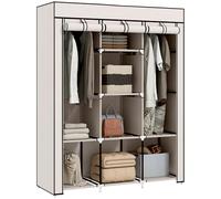 HOMCOM Armoire Penderie en Tissu 125x43x162,5cm Crème