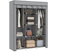 HOMCOM Armoire Penderie en Tissu 125x43x162,5cm Gris Clair