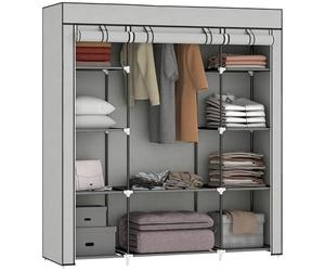 HOMCOM Armoire Penderie en Tissu 150x43x162,5cm Gris Clair