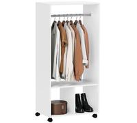 HomCom Portant à vêtements mobile – 2 niches, espace penderie, roulettes, panneaux particules