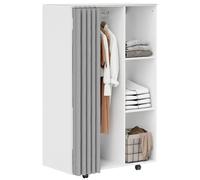 HOMCOM Armoire penderie Meuble de Rangement Mobile 4 roulettes avec Tringle à vêtements et étagères Ouvertes, penderie vêtement Dressing Roulant pour Chambre à Coucher, 80x40x128cm, Blanc