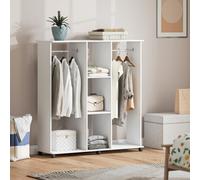 HOMCOM Armoire penderie meuble de rangement mobile 6 roulettes 120 x 40 x 128 cm en bois blanc