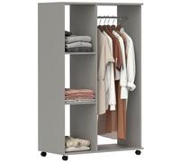 HOMCOM Armoire Penderie Meuble Rangement 4 roulettes 80x40x128cm Gris