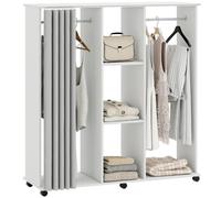 HOMCOM Armoire Penderie Mobile 6 roulettes 120x40x128cm Blanc