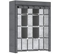HomCom Penderie tissu multi-rangement – 8 étagères, 2 barres – 125×43×162,5 cm – Gris