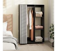 HOMCOM Armoire penderie vêtement dressing mobile 4 roulettes tringle à vêtements et étagères ouvertes 80 x 40 x 128 cm noir