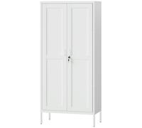 HOMCOM Armoire pour Bureau en Acier à 3 Étagères Réglables avec Serrure et 2 Clés, 80x40x175 cm, Blanc