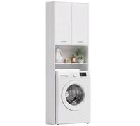 HOMCOM Armoire pour Machine à Laver et WC Haut, 66x24x191cm, Blanc