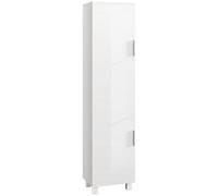 HOMCOM Armoire Salle de Bain Haute, Meuble de Rangement Colonne avec 2 Portes Brillants et étagères réglables, Style Moderne, Meuble étroit pour Toilette, Petits espaces, 40 x 30 x 167,5 cm, Blanc