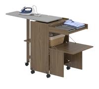 HOMCOM Armoire-table à repasser pliable avec porte-fer et rangement pour vêtements avec compartiment ouvert,154x55x87 cm, Marron
