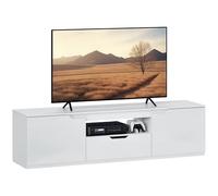 HOMCOM Armoire TV Lowboard avec 2 Portes, tiroir, 160 cm de Long Table TV pour téléviseur jusqu'à 65 Pouces, TV Board avec Gestion des câbles pour Le Salon, Blanc