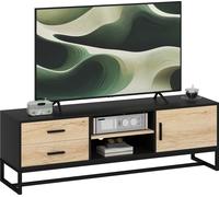 HOMCOM Armoire TV Tableau TV avec compartiment de rangement, tiroirs, 2 compartiments ouverts 140 cm de long TV Lowboard avec gestion des câbles pour téléviseur jusqu'à 60 pouces