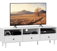 HOMCOM Armoire TV Tableau TV avec tiroirs, 3 compartiments ouverts 140 cm de long TV Lowboard avec gestion des câbles pour téléviseurs jusqu'à 75 pouces Table TV