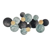HOMCOM Art mural 3D métal Cercle moderne suspendu Bleu Noir Or