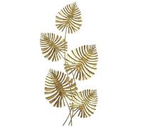 HOMCOM Art mural à 5 feuilles de Monstera avec accessoires de montage inclus, décorations murales en métal, 83x2,5x39 cm, couleur Or