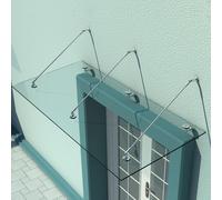HOMCOM Auvent Marquise de Porte d'Entrée Verre Trempé Transparent Design 200 X 90cm
