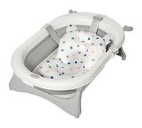 HOMCOM Baignoire Bébé Baignoire Pliable Ergonomique avec prise d'eau à induction de température Pieds de support antidérapant Portable pour 0-3 ans Blanc Cassé