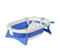 HOMCOM Baignoire pliable pour bébé 0-3 ans, 81,5x50,5x23,5 cm, Bleu | Pour enfants, indicateur de température, coussin