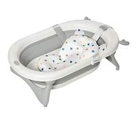 HOMCOM Baignoire pliable pour bébé 0-3 ans avec indicateur de température et coussin, 81.5x50.5x23.5cm, blanc