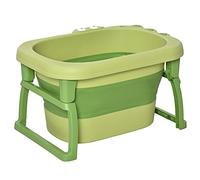 HOMCOM Baignoire pliable pour bébés et enfants de 0 à 6 ans, en plastique antidérapant, verte, 75.3x55.4x43cm