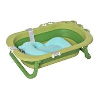 HOMCOM Baignoire pliable pour enfants 0-3 ans avec coussin bleu clair ajustable et pieds antidérapants, 80x53.9x20.8cm Vert