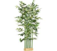 HOMCOM Bambou artificiel, 180 cm de plante artificielle dans un pot en pin, plante d'intérieur, plantes artificielles pour l'intérieur, l'extérieur, plantes décoratives, vert