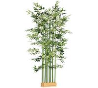 HOMCOM Bambou Artificiel, 180 cm de Plante Artificielle dans Un Pot en pin, Plante d'intérieur, Plantes artificielles pour l'intérieur, l'extérieur, Plantes décoratives, Vert